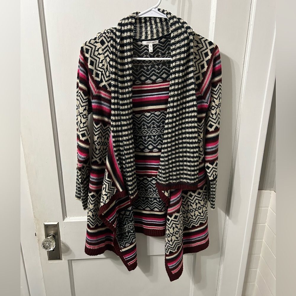 Maurices Black and White Cardigan Sweater with Shawl Collar